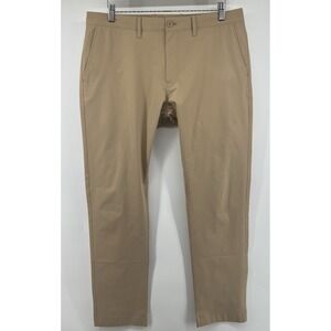J Crew Slim Flex Tech Chino Pants Tagged 34/32 Measure 36/32 Tan Stretch